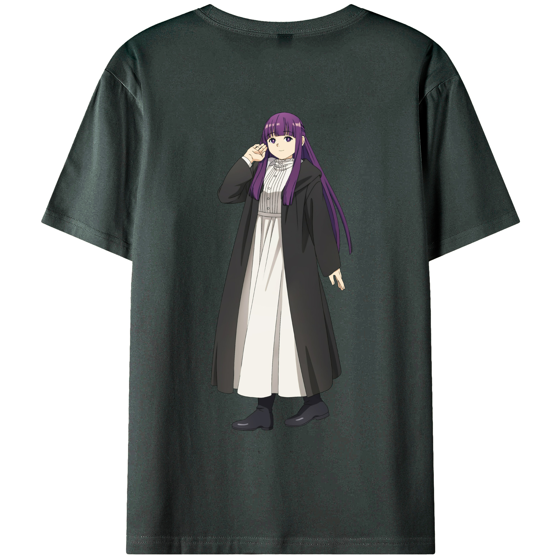 （画像用） 葬送のフリーレン Frieren 綿100％ メンズ半袖Tシャツ（バックプリント） 通気性